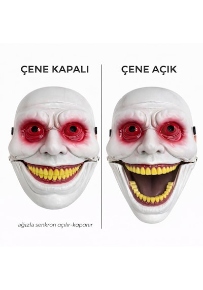 Go İthalat Hareketli Çene Mekanizmalı Korku Maskesi Kırmızı 14+ Yaş