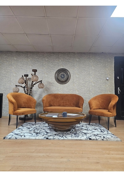 Zafir Teddy Takım Siyah Boyalı Telli Ayak Çay Seti Koltuk - Berjer , Balkon, Salon, Ofis Kiremit Zafir Teddy Takım Siyah Boyalı Telli Ayak Çay Seti Koltuk - Berjer , Balkon, Salon, Ofis Kiremit