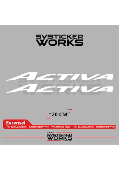 Honda Activa Sticker Uyumlu Yazı Yüksek Kalite Özel Kesim Folyo 2'li Set Beyaz