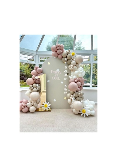 Soft Pembe Deniz Kumu Retro White Balon Zinciri Seti 100 Lü Mix
