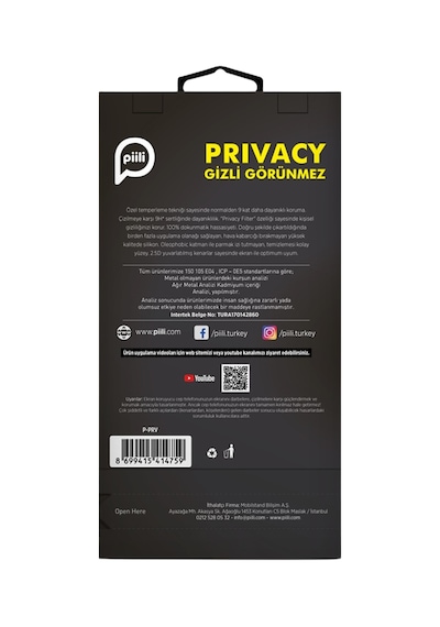 Piili Apple iPhone Uyumlu 17 Pro Hayalet Privacy Ekran Koruyucu