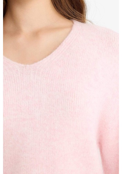 Defacto Regular Fit V Yaka Kazak F4800ax25wnpn83 Pembe