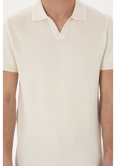 U.S. Polo Assn. Erkek Slim Fit Polo Yaka Krem Tişört 50299409-VR071
