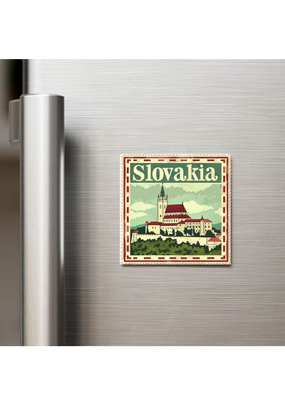 Slovakya Slovakia - Posta Pulu Temalı Ülke - Baskılı Buzdolap Magneti Kare - 9x9 Cm