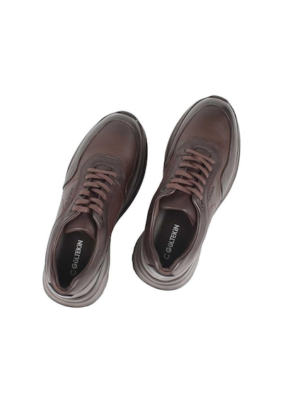 Erkek Kahverengi Kalın Tabanlı Deri Sneaker