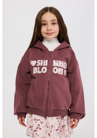 Panço Kız Çocuk Fermuarlı Bordo Sweatshirt Kırmızı