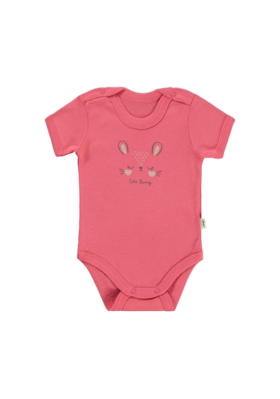Civil Baby Cute Bunny Baskılı 1-36 Ay Çıtçıtlı Badi - Kırmızı Nar