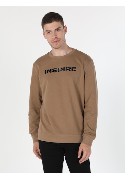 Colin's Colins Regular Fit Baskılı Bej Erkek Sweatshirt 001