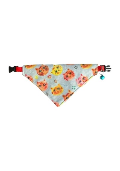 Cocopet Kedi Desenli Ayarlanabilir Fular Bandana Kedi Tasması