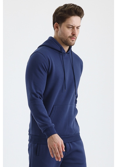 Monox Erkek Kapşonlu 3 İplik Sweatshirt Açık Lacivert
