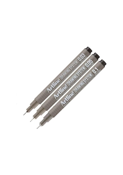 Teknik Çizim Kalemi 0.03-0.05 - 0.1 Mm Siyah 3 Lü Set Artline Drawing Teknik Çizim Kalemi