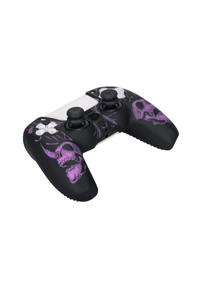 Playstation 5 Controller Ps5 Controller İçin Lazer Oyma Silikon Kaplama X 1 Mor Pro Thumb Grips X 8 Arka Kapak