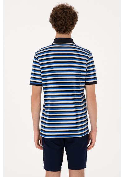 U.S. Polo Assn. Erkek Regular Fit Lacivert Polo Yaka Çizgili Tişört 50306794-VR033