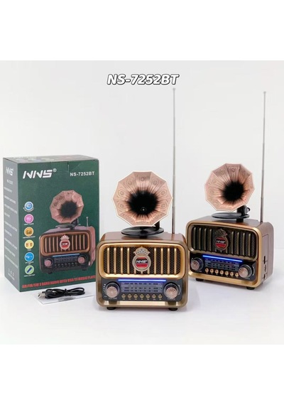 Gramafon Model Usb / Tf Kart / Aux Girişi - Bluetooth 1200mah Batarya Nostalji Görünümlü Radyo Bluetooth Hoparlör