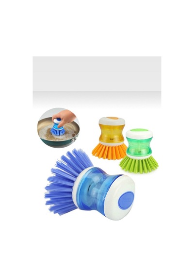 2 Adet Plastik Hazneli Üstten Basmalı Bulaşık Fırçası Plastik Çok Renkli Diğer