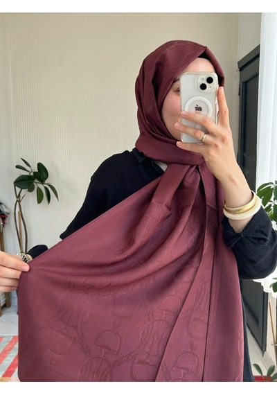 Noura Scarf Diamond Maria Şal Bordo Çok Renkli