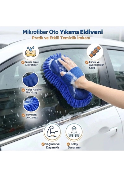 Mikrofiber Oto Yıkama Eldiveni Kalın Süngerli Araç Temizleme Bezi, Araba Yıkama Eldiveni 5580