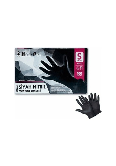 Haspet Nitril Muayene Eldiveni Pudrasız Siyah (537945459)