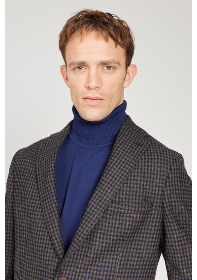 AC&Co / Altınyıldız Classics Erkek Kahve Lacı Slim Fit Dar Kesim Mono Yaka Desenli Yünlü Ceket Kahve Lacı AC&Co / Altınyıldız Classics Erkek Kahve Lacı Slim Fit Dar Kesim Mono Yaka Desenli Yünlü Ceket Kahve Lacı