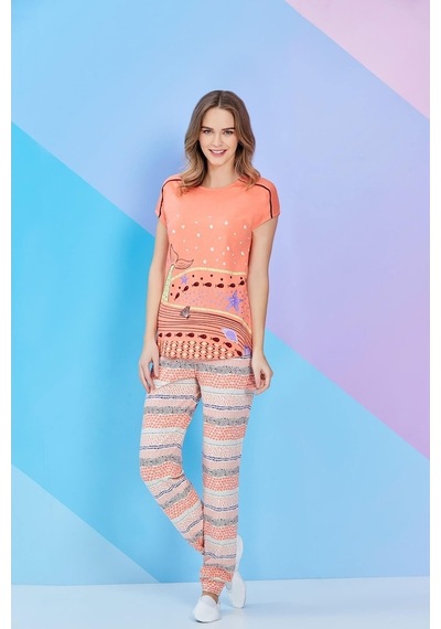 Rolypoly Roly Poly Kadın Kısa Kollu Bisiklet Yaka Pijama Takımı (3259)