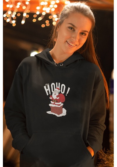 Noel Baba Selfie Hoho Yeni Yıl Kapşonlu Sweatshirt 001