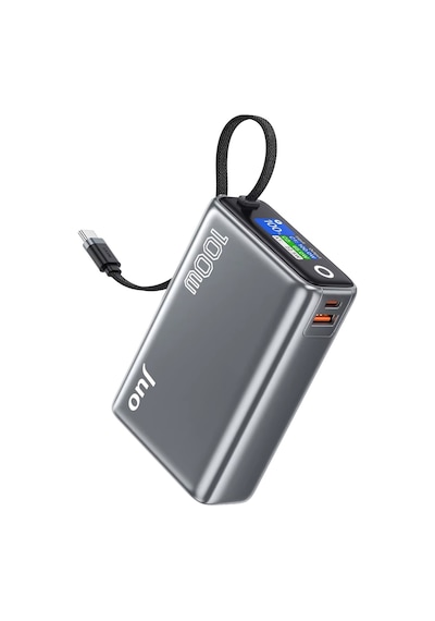 Juo 25000 Mah 100w Led Ekranlı Usb-a + Type-c Kablolu Taşınabilir Pd Hızlı Şarj Cihazı Powerbank Gri