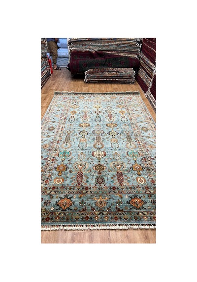 El Dokuma Afghan Halısı Turkuaz