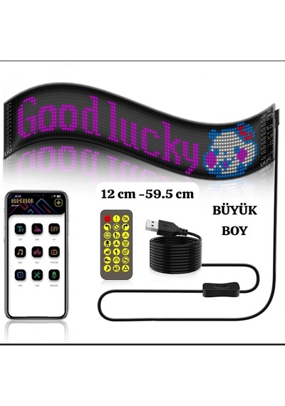 Led Ekran Matrix Panel Cama Yapışan En Büyük Boy 16x96 Led Sayısı Araba Yazısı 12cm-59.5cm Açık Lacivert