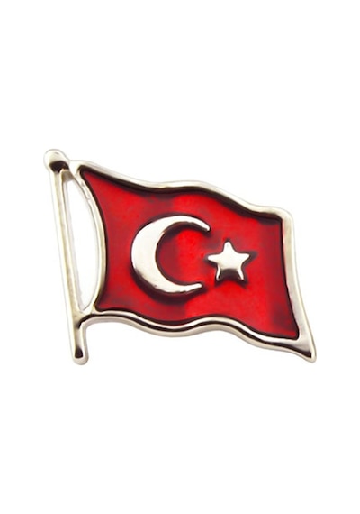 Anahtarlık Sepeti Türk Bayrağı Rölyef Dalgalı Rozet 2x1,5 Cm - Nikel