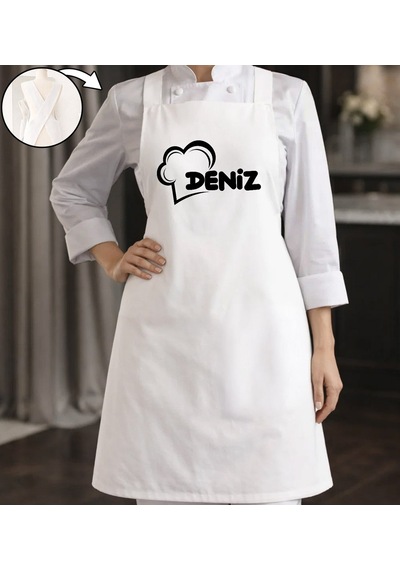 Bk Gift Kişiye Özel İsimli Çapraz Askılı Beyaz Mutfak Önlüğü - 9, Aşçı Önlüğü, Şef Önlüğü, Anneye  Kobitmeyencom35943 Bk Gift Renkli