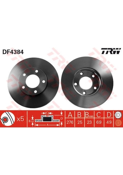 Trw Df4384 Fren Diski Ön Mazda 3 03-10 Mazda 5 05- Havali 276Mm 537137143