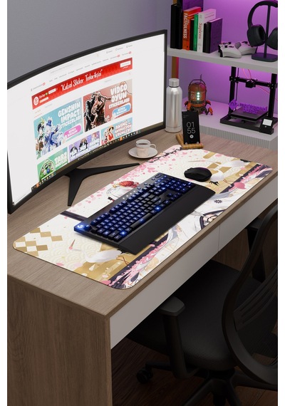 Azur Lane Kaymaz Dikişli Kauçuk Oyuncu Mousepad V5 - 90x40 Xxl Gaming Mouse Pad Fare Altlığı