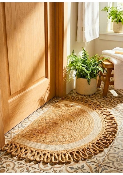 Lunaloop Yarım Ay Jüt Paspas El Yapımı Doğal Karşılama Paspası Jüt Kapı Önü Paspası Banyo Ve Balkon Kilimi Diğer