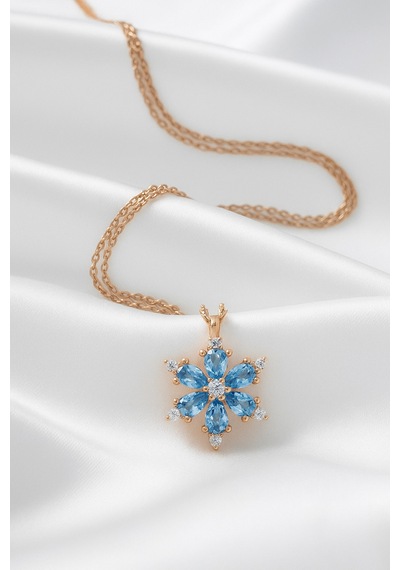 Çekirdekjewelry 925 Ayar Gümüş Kamelya Çiçeği Kolye Pembe