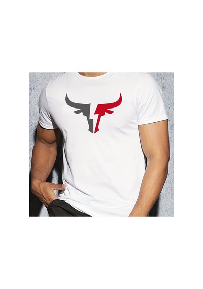 Caddemia Yaz Rahat Rahat Gevşek Kesim Artı Boyutu Boğa Desenli Baskı Spor Yuvarlak Beyaz 2XL Caddemia Yaz Rahat Rahat Gevşek Kesim Artı Boyutu Boğa Desenli Baskı Spor Yuvarlak Beyaz 2XL