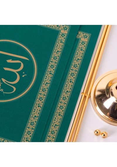 Allah-Muhammed 2li Masa Bayrağı Saten Kumaş Dijital Baskı 15x22,5 cm
