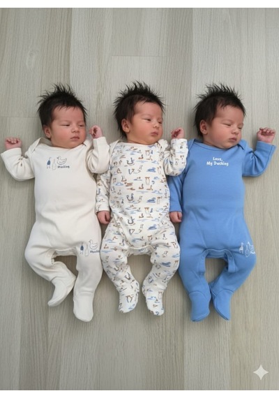 Laura Baby Necix's Erkek Bebek 3 Lü Alttan Çıtçıtlı Alt Üst Takım Krem