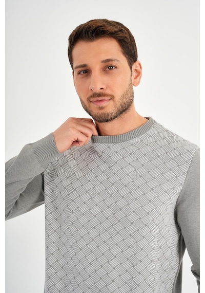 Alexander Gardi Alexandergardı Bisiklet Yaka Desenlı Regular Fit Kazak E24-eze-01 Gri