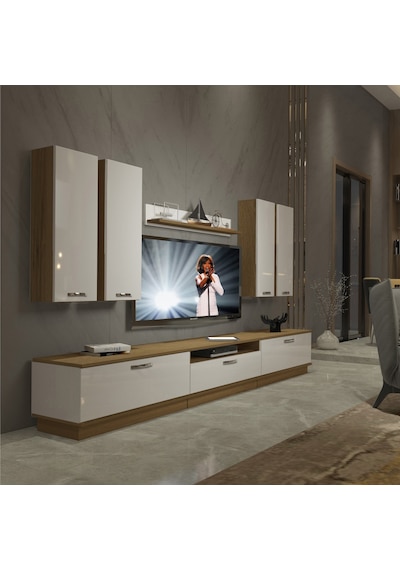 Decoraktiv Trendstyle 8d Mdf Tv Ünitesi Tv Sehpası - Pera Beyaz Meşe - Beyaz