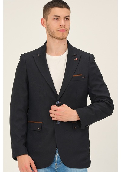 C9058 Dewberry Erkek Ceket-desenli Lacivert