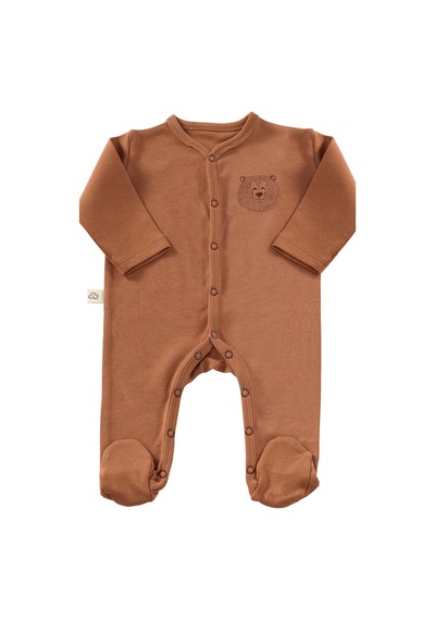 Tinylamb Honey Bear Unisex 3 Parça Hastane Çıkışı Takımı Organik Pamuk Yenidoğan Set Kiremit