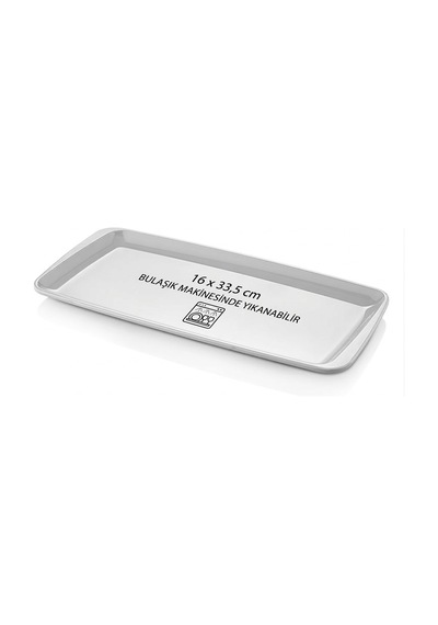 6 Adet 16x33 Cm Melamin Baton Servis Sunum Tabağı Makinede Yıkanabilir Dikdörtgen Beyaz