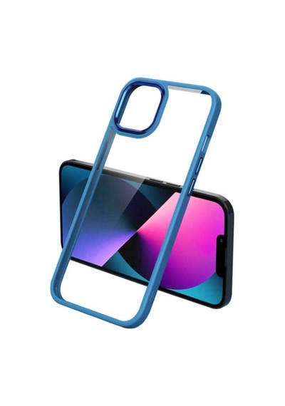 Apple Uyumlu iPhone 13 Pro Max Kılıf Zore Krom Kapak Mavi