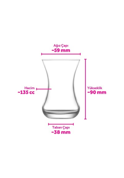 LAV Demet Cam Çay Bardağı  6 Kişilik 135 ml