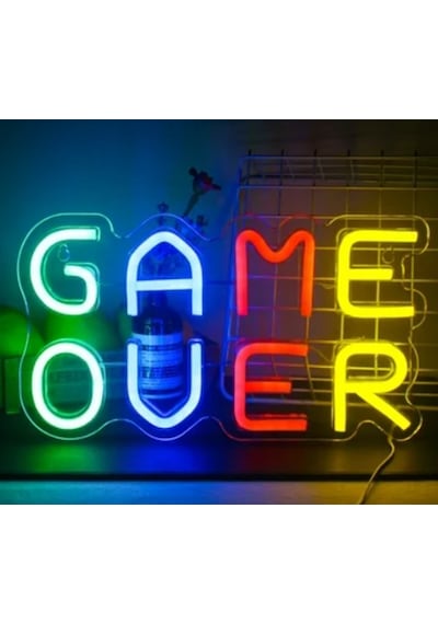 Game Over Tasarımlı Neon Led Çok Renkli