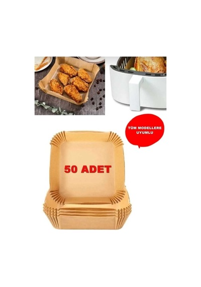 Air Fryer Pişirme Kağıdı Yağlı Kağıt Kare Kraft 16cm Kare Lüx Pişirme Kağıdı 50 Adet Kağıt Kahvereng Diğer