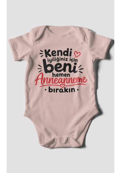 Morivokids Anneanneye Özel Kısa Kollu Bebek Body %100 Pamuk Zbn284-kk Pastel Pembe