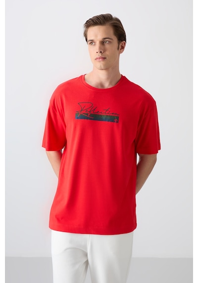 Tommy Life Fiesta Pamuklu Kalın Yumuşak Dokulu Oversize Fit Baskılı Erkek T-shirt - 88334 Kirmizi Tommy Life Fiesta Pamuklu Kalın Yumuşak Dokulu Oversize Fit Baskılı Erkek T-shirt - 88334 Kirmizi