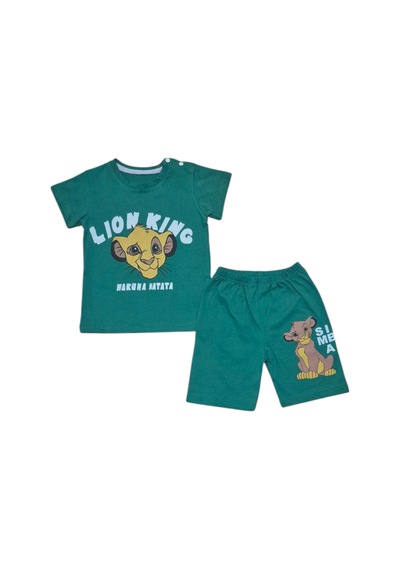 Lion Şort T-shirt Bebek Çocuk Yazlık Takım Yeşil