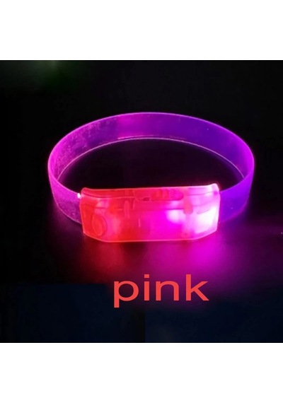 Mey İthalat 3 Modlu Pilli Led Işıklı Esnek Parti Bilekliği Pembe